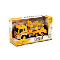 Полесье "Сити", автомобиль с подъёмником инерционный (со светом и звуком) (жёлтый) (в коробке) 323034 89762 