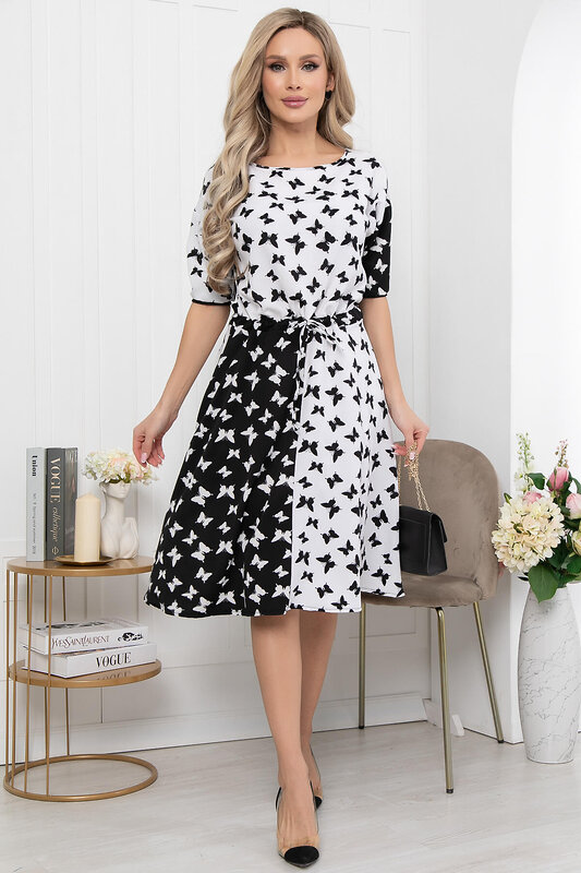 LT Collection Платье 299502 П5901 белый, чёрный