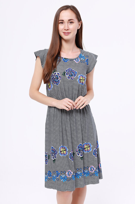TEXCOM Платье 107113 1899-885 Черно-белый/синий