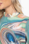 LT Collection Блуза 391924 Б8457 мультиколор (оранжевый, синий, зеленый, бежевый, коричневый)