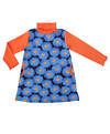 Апрель Платье 127030 ДПД563139н герберы голубой+оранжевый