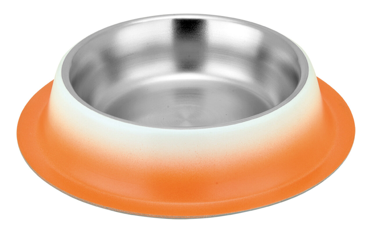Зооник Миска металл. цветная (оранжевая) с резинкой, 0.45л (ZSN 1503) 408928 17133-50 