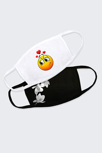 MARGO Защитная маска 171784 Набор масок для лица 2 шт. (кулирка) черный/белый