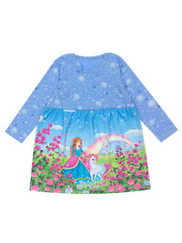 Апрель Платье 250200 1ЯПД3948804нгя звездное небо на голубом с глиттером+принцесса с единорогом