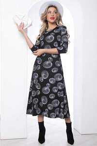LT Collection Платье 397994 П8792 чёрный меланж с принтом