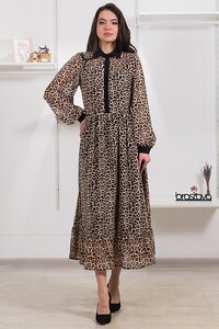 Brava Платье 398423 4816-7 бежевый чёрный леопард
