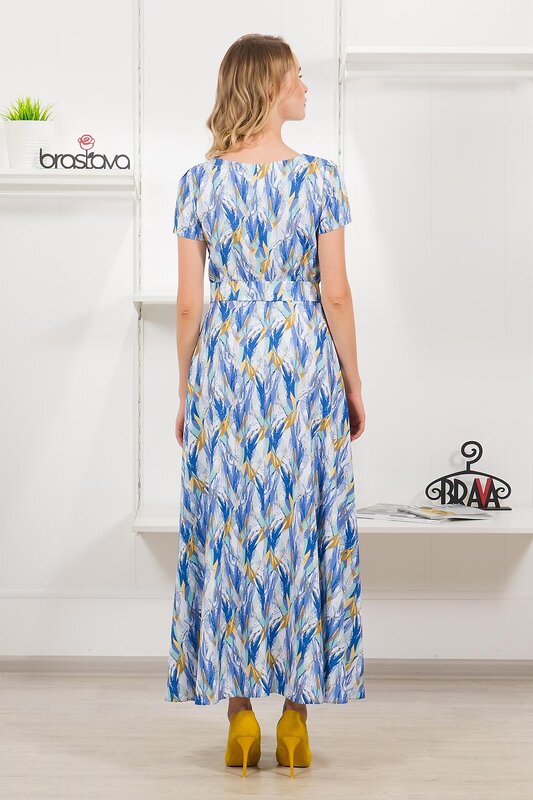 Brava Платье 300875 4732-6 синий белый жёлтый с рисунком