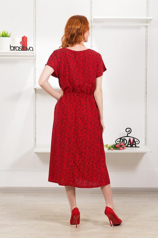Brava Платье 307053 5801 красный чёрный с рисунком