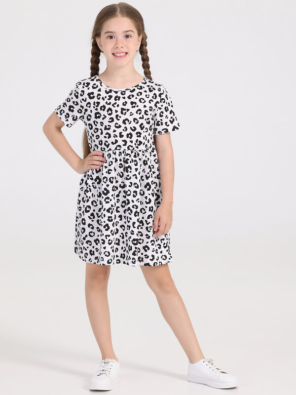 Апрель Платье 308102 1ДПК3999001н черный леопард на белом