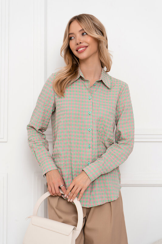Open-style Рубашка 389740 5707 зеленый/розовый