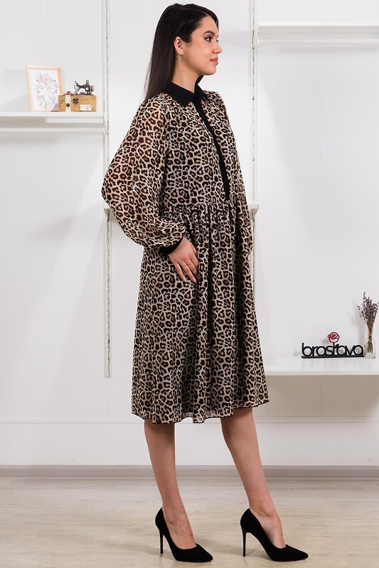 Brava Платье 406864 4816-8 бежевый чёрный леопард