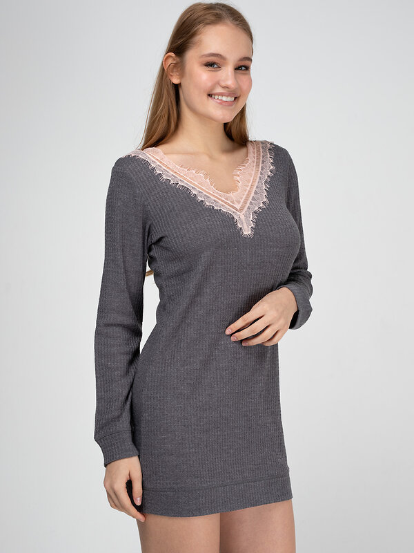 OPIUM Платье 412066 D-1 Серый меланж/Жемчужный
