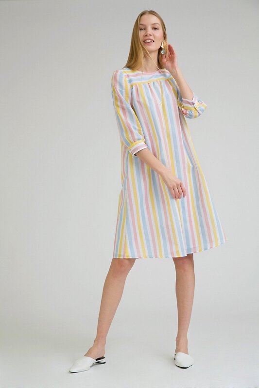 Emka Fashion Платье 95863 PL973/yankee белый, голубой, желтый, розовый