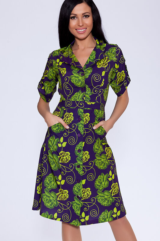 Emansipe Платье-рубашка 8177 289-NF Фиолетовый/зелёный