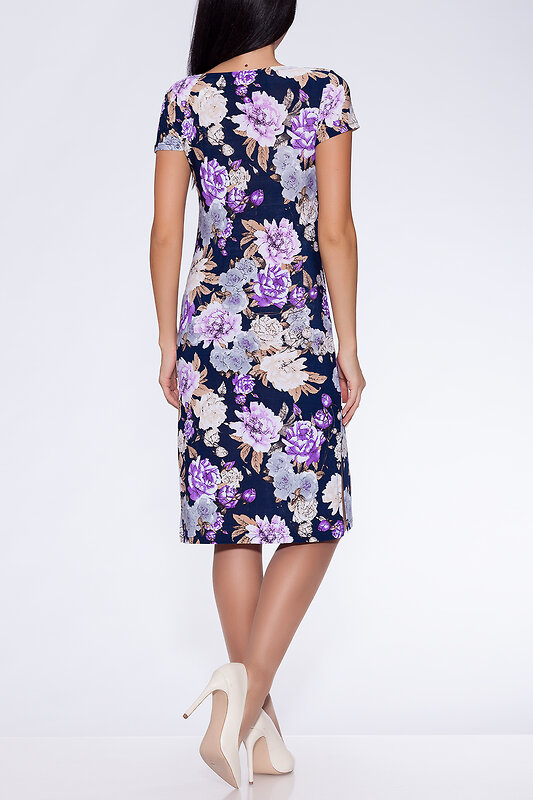 TEXCOM Платье 16168 1528 Темно-синий/фиолетовые цветы