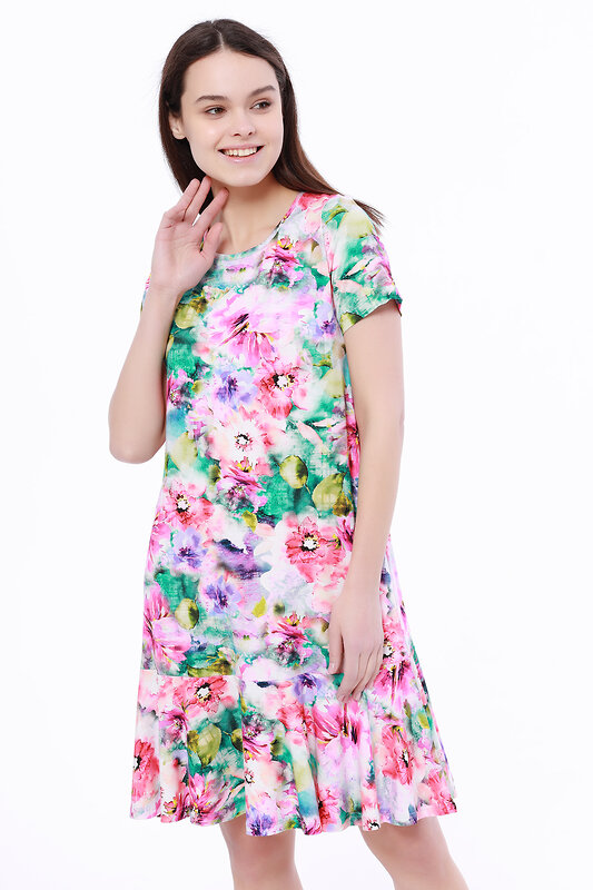TEXCOM Платье 151384 1819-859 Розовый/зеленый